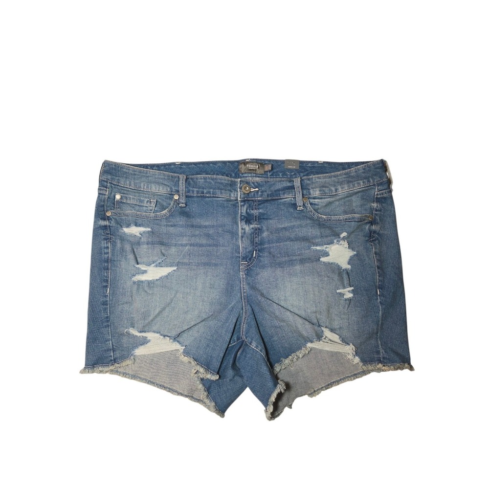 Torrid‎ Mid Rise Distressed Denim Shorts Frayed Hem 24 NWT 44x4.5